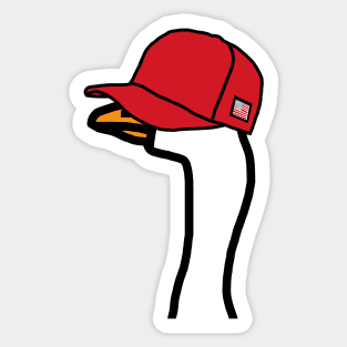 Politics Portrait Goose Wearing Stolen Red Hat Sticker